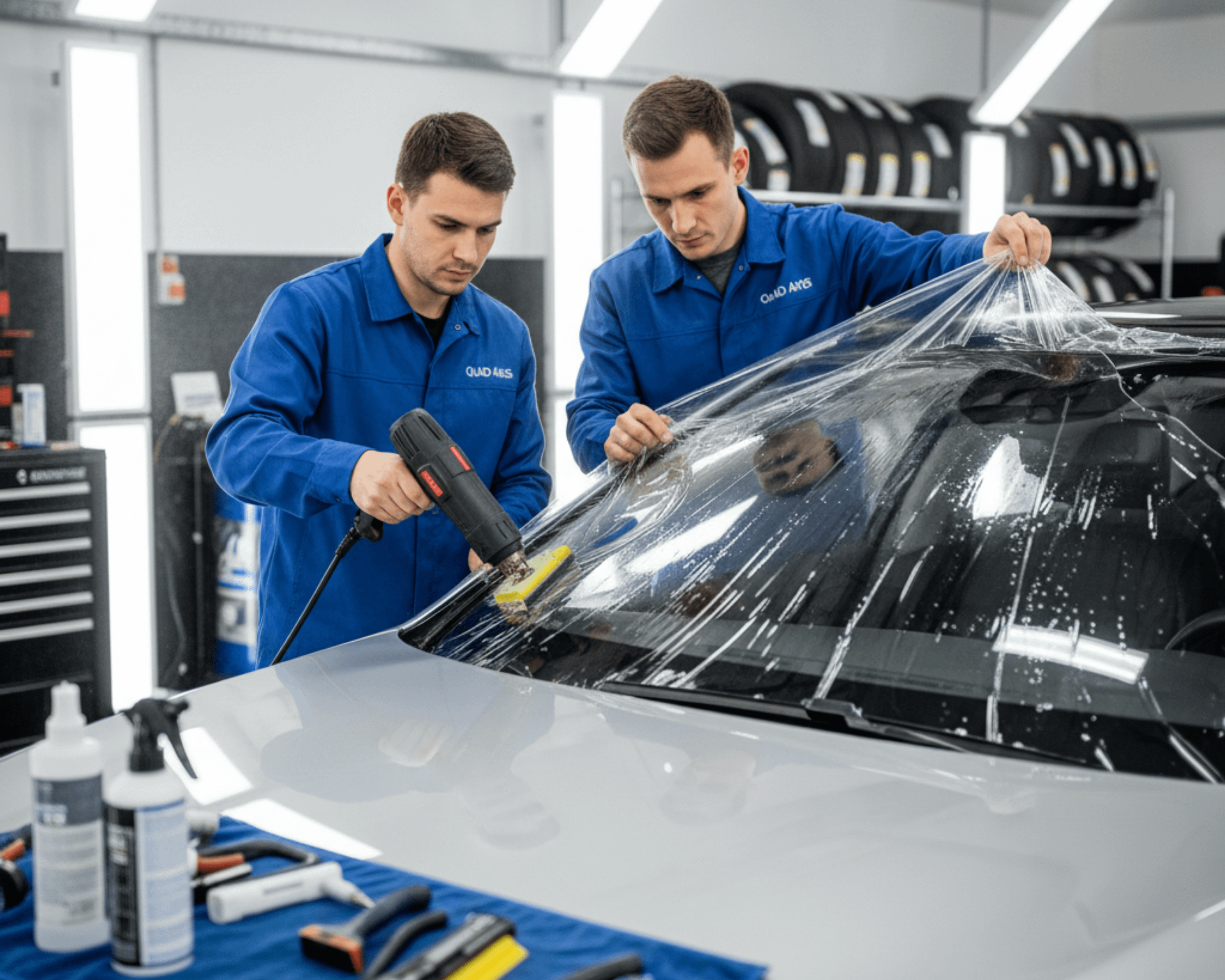 Professional-Installation-of-Car-Front-Windscreen-Armor-Film-Quad-Axis